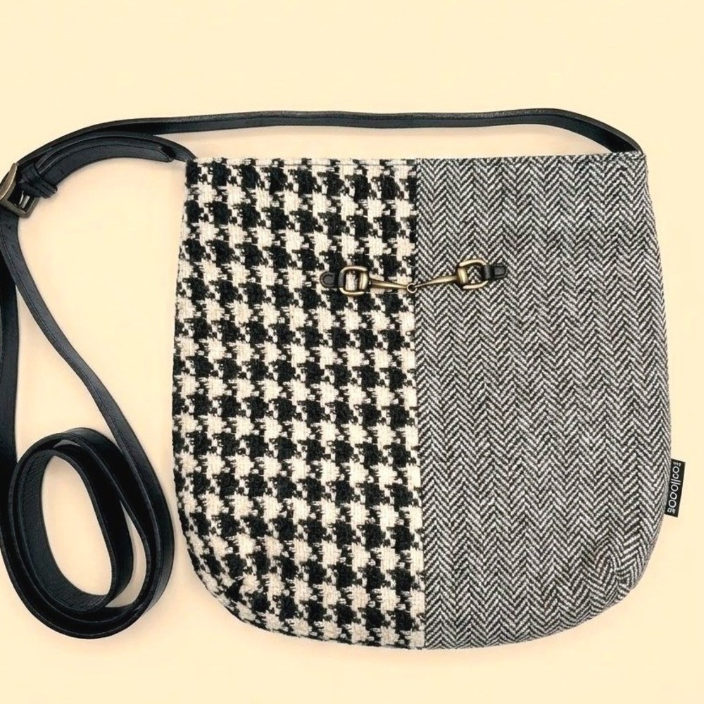 Lollipops Paris Crossbody Dark Academia Houndstooth Herringbone  Horsebit Bag